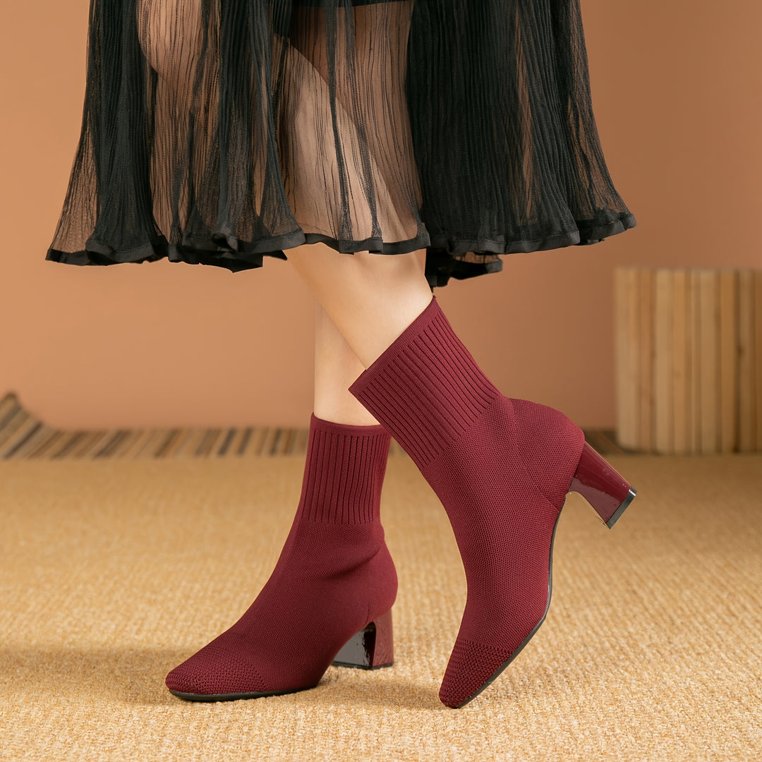 Paulette™ – Bottines tricot confortables à talon stable et souple