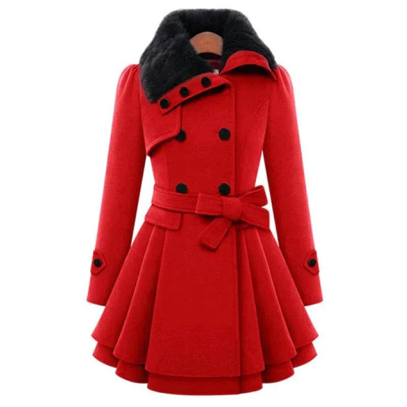 Lucie | Trench-coat élégant avec fourrure végane