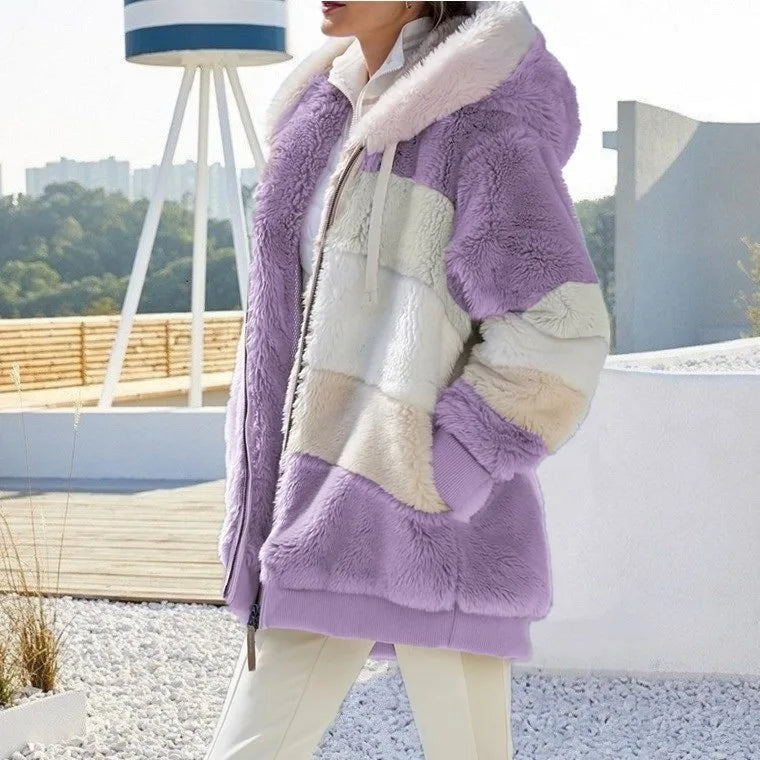 Amber - manteau rayé pour femme pour l'hiver
