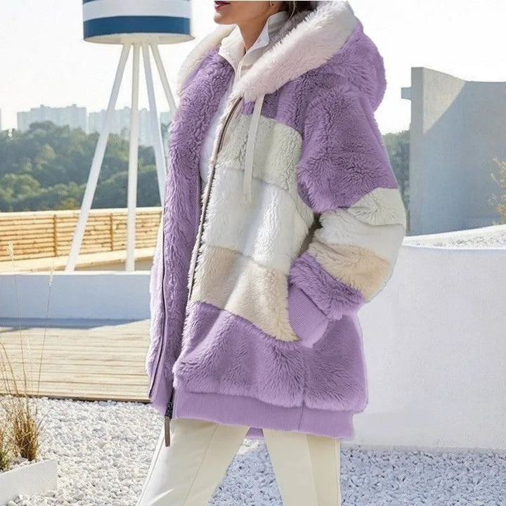 Amber - manteau rayé pour femme pour l'hiver